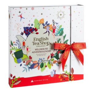 Teebuch Tee Adventskalender mit Schleife "Wellness", weiß