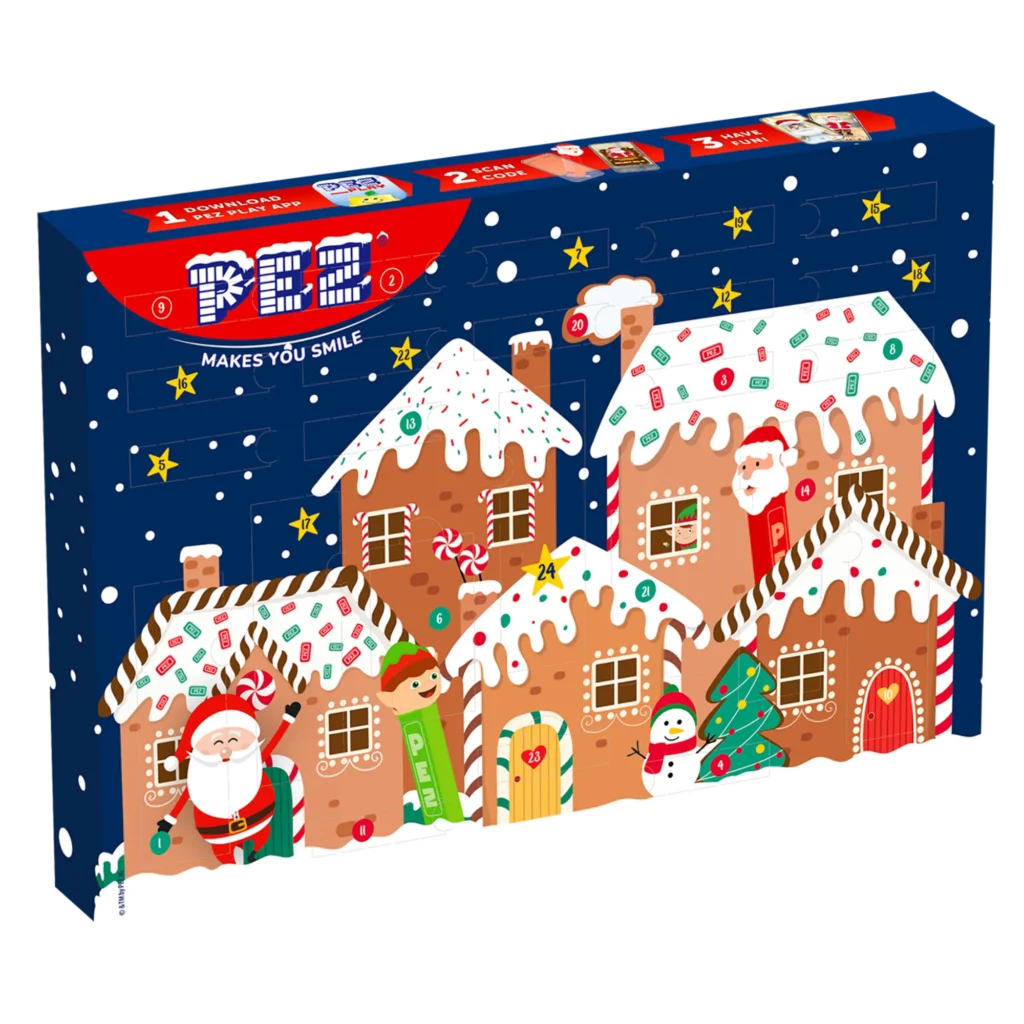 PEZ Adventskalender mit 3 PEZ Spendern und 23 Packungen Bonbons