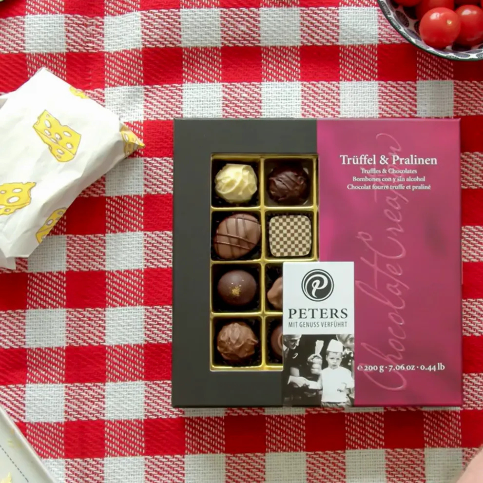 Trüffel & Pralinen 200 g (5) PETERS Pralinen Geschenkbox mit Sorten mit und ohne Alkohol